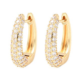 18K Gold-Plated Cubic Zirconia Oval Micro Pave Polished Hinged Closure Hoop Earrings Clear 0.83 in E73 product image 4