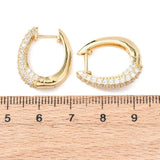 18K Gold-Plated Cubic Zirconia Oval Micro Pave Polished Hinged Closure Hoop Earrings Clear 0.83 in E73 product image 5