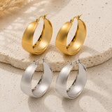 Stainless Steel Womens Smooth Matte Textured Hinged Closure Hoop Earrings Silver Gold 1.5 in E74 product image 2
