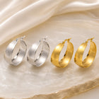 Stainless Steel Womens Smooth Matte Textured Hinged Closure Hoop Earrings Silver Gold 1.5 in E74 product image 3