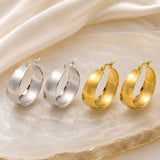 Stainless Steel Womens Smooth Matte Textured Hinged Closure Hoop Earrings Silver Gold 1.5 in E74 product image 3