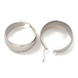 Stainless Steel Womens Smooth Matte Textured Hinged Closure Hoop Earrings Silver Gold 1.5 in E74