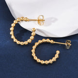Stainless Steel Pin Stud Smooth Shiny Post-Style Back Closure Hoop Earrings Gold 0.72 in E75 product image 1