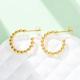 Stainless Steel Pin Stud Smooth Shiny Post-Style Back Closure Hoop Earrings Gold 0.72 in E75 product image 4