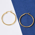 Stainless Steel Pin Ring Smooth Polished Hinged Closure Hoop Earrings Gold 1.32 in E76 product image 1