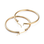 Stainless Steel Pin Ring Smooth Polished Hinged Closure Hoop Earrings Gold 1.32 in E76 product image 2