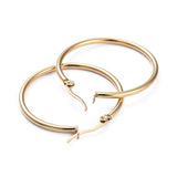 Stainless Steel Pin Ring Smooth Polished Hinged Closure Hoop Earrings Gold 1.32 in E76 product image 2