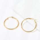 Stainless Steel Pin Ring Smooth Polished Hinged Closure Hoop Earrings Gold 1.32 in E76 product image 3