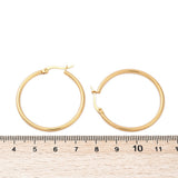 Stainless Steel Pin Ring Smooth Polished Hinged Closure Hoop Earrings Gold 1.32 in E76 product image 4