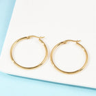 Stainless Steel Pin Ring Smooth Polished Hinged Closure Hoop Earrings Gold 1.32 in E76 product image 5