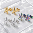 Stainless Steel Starfish Rainbow Color Womens Polished Star Push-Back Post Stud Earrings Silver Gold 12mm E78 product image 3