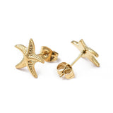 Stainless Steel Starfish Rainbow Color Womens Polished Star Push-Back Post Stud Earrings Silver Gold 12mm E78