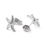 Stainless Steel Starfish Rainbow Color Womens Polished Star Push-Back Post Stud Earrings Silver Gold 12mm E78