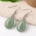 Gemstone Drop Crystal Teardrop Amethyst Opal Smooth Polished Dangle Earrings Silver 1.61 in E81