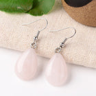 Gemstone Drop Crystal Teardrop Amethyst Opal Smooth Polished Dangle Earrings Silver 1.61 in E81