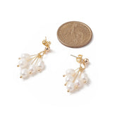 Pearl Round Pin Cluster Beaded Womens Smooth Dangle Stud Earrings Gold 1.38 in E82 product image 2