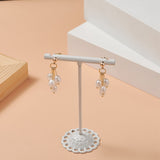 Pearl Round Pin Cluster Beaded Womens Smooth Dangle Stud Earrings Gold 1.38 in E82 product image 3