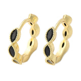 18K Gold-Plated Cubic Zirconia Horse Eye Micro Pave Polished Oval Hinged Closure Huggie Earrings 0.61 in E85