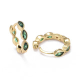 18K Gold-Plated Cubic Zirconia Horse Eye Micro Pave Polished Oval Hinged Closure Huggie Earrings 0.61 in E85
