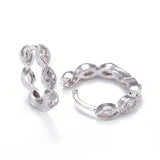 18K Gold-Plated Cubic Zirconia Horse Eye Micro Pave Polished Oval Hinged Closure Huggie Earrings 0.61 in E85