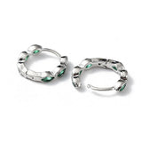 18K Gold-Plated Cubic Zirconia Horse Eye Micro Pave Polished Oval Hinged Closure Huggie Earrings 0.61 in E85