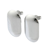 Stainless Steel Oval Plain Polished Heart Push-Back Post Stud Earrings Silver 0.93 in E88 product image 1