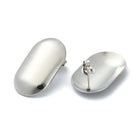 Stainless Steel Oval Plain Polished Heart Push-Back Post Stud Earrings Silver 0.93 in E88 product image 2
