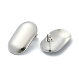 Stainless Steel Oval Plain Polished Heart Push-Back Post Stud Earrings Silver 0.93 in E88 product image 2