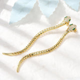 Cubic Zirconia Snake Polished Textured Snake-Shaped Stud Earrings Clear Gold 4.09 in E90 product image 2