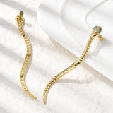 Cubic Zirconia Snake Polished Textured Snake-Shaped Stud Earrings Clear Gold 4.09 in E90 product image 3