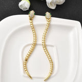Cubic Zirconia Snake Polished Textured Snake-Shaped Stud Earrings Clear Gold 4.09 in E90 product image 4