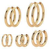 18K Gold-Plated Stainless Steel Womens Polished Shiny Hinged Closure Huggie Earrings 3mm E91 product image 1