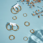 18K Gold-Plated Stainless Steel Womens Polished Shiny Hinged Closure Huggie Earrings 3mm E91 product image 4
