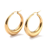 Stainless Steel Gold-Plated Pin Ring Polished Shiny Hinged Closure Hoop Earrings 6mm E94 product image 1