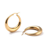 Stainless Steel Gold-Plated Pin Ring Polished Shiny Hinged Closure Hoop Earrings 6mm E94 product image 2