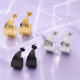Stainless Steel Round Stud Womens Matte Textured Hoop Earrings Black Silver Gold 0.83 in E95 product image 2