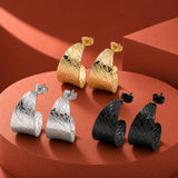 Stainless Steel Round Stud Womens Matte Textured Hoop Earrings Black Silver Gold 0.83 in E95 product image 4
