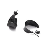 Stainless Steel Round Stud Womens Matte Textured Hoop Earrings Black Silver Gold 0.83 in E95