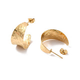 Stainless Steel Round Stud Womens Matte Textured Hoop Earrings Black Silver Gold 0.83 in E95