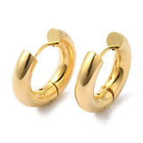 18K Gold-Plated Stainless Steel Smooth Polished Shiny Round Hinged Closure Huggie Earrings 0.89 in E96 product image 1