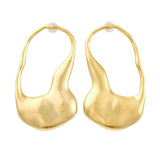 18K Gold-Plated Stainless Steel Nuggets Polished Glossy Teardrop Stud Earrings 2.01 in E97 product image 1