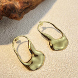 18K Gold-Plated Stainless Steel Nuggets Polished Glossy Teardrop Stud Earrings 2.01 in E97 product image 2