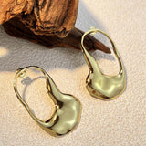 18K Gold-Plated Stainless Steel Nuggets Polished Glossy Teardrop Stud Earrings 2.01 in E97 product image 3
