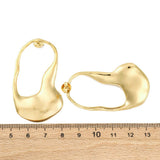 18K Gold-Plated Stainless Steel Nuggets Polished Glossy Teardrop Stud Earrings 2.01 in E97 product image 4