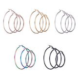 Stainless Steel Pin Ring Beaded Hinged Closure Hoop Earrings Rose Gold Silver 2.83 in E99 product image 1