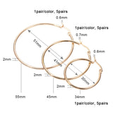 Stainless Steel Pin Ring Beaded Hinged Closure Hoop Earrings Rose Gold Silver 2.83 in E99 product image 3