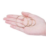 Stainless Steel Pin Ring Beaded Hinged Closure Hoop Earrings Rose Gold Silver 2.83 in E99 product image 4