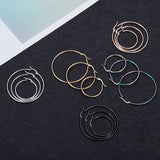 Stainless Steel Pin Ring Beaded Hinged Closure Hoop Earrings Rose Gold Silver 2.83 in E99 product image 6