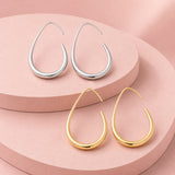 Gold-Plated Drop Teardrop Smooth Polished Teardrop-Shaped Hoops Dangle Earrings Silver 1.61 in E100 product image 1