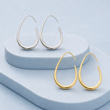 Gold-Plated Drop Teardrop Smooth Polished Teardrop-Shaped Hoops Dangle Earrings Silver 1.61 in E100 product image 2